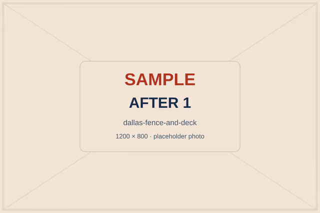 SAMPLE placeholder: same fence line rebuilt on steel posts with a straight, latching gate