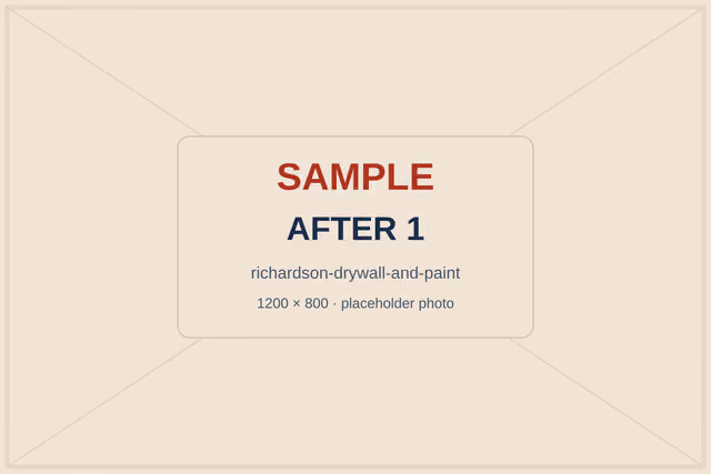 SAMPLE placeholder: same ceiling area with new drywall, matched knockdown texture and paint