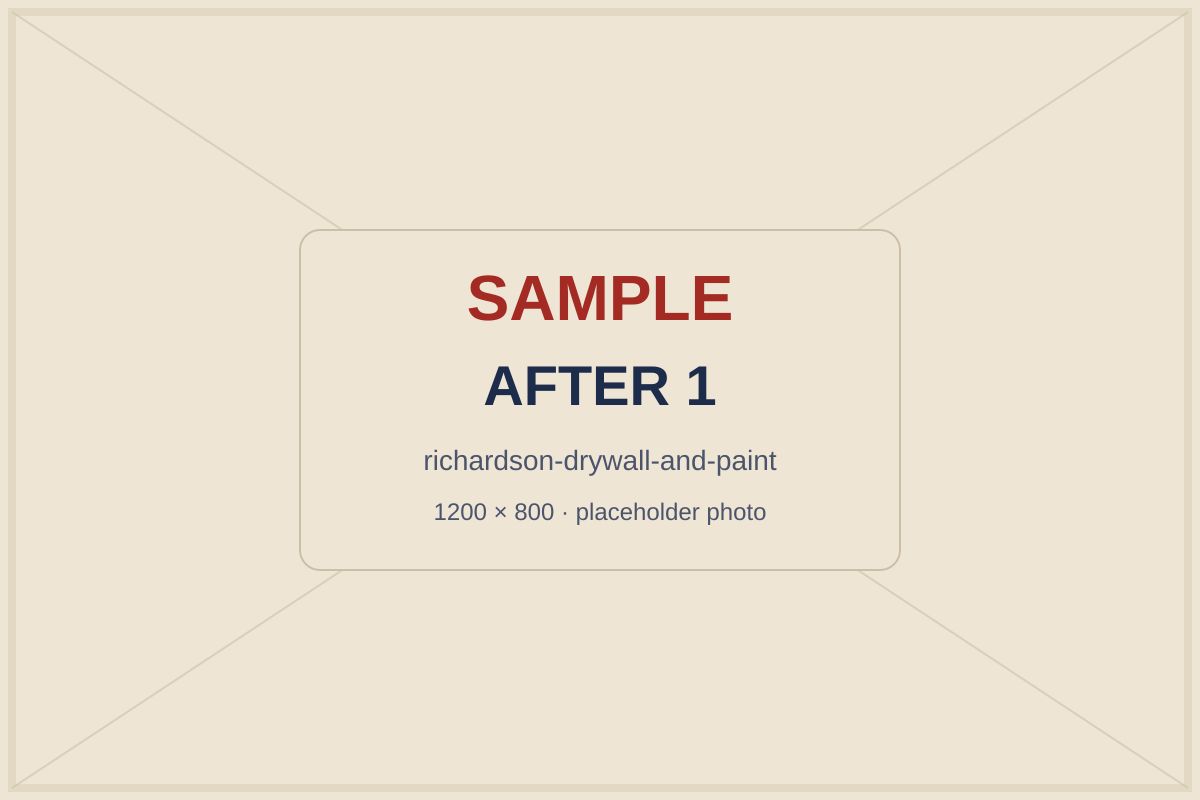 SAMPLE placeholder: same ceiling area with new drywall, matched knockdown texture and paint