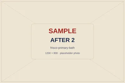 SAMPLE placeholder: new double vanity with two mirrors and fresh paint in the same corner